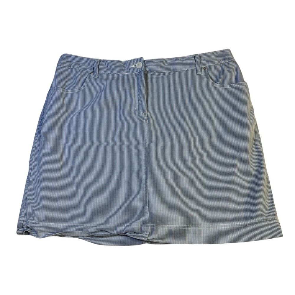 Karen Scott Petites Blue White Pinstripe Skort Women 16P Cotton Blend Stretch